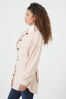 Women's Belted Corduroy Shacket in Cream Small