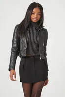 Women's Quilted Faux Leather Moto Jacket Large