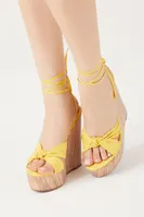 Women's Lace-Up Platform Wedges Yellow,