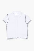 Girls Button-Front Shirt (Kids) in White, 11/12