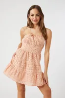 Women's Eyelet Strapless Mini Dress in Blush Small