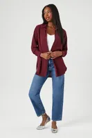 Women's High-Low Dolphin-Hem Shirt in Burgundy Large