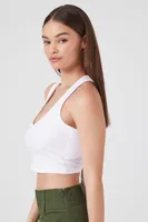 Women's Crisscross Cropped Tank Top in White, XS