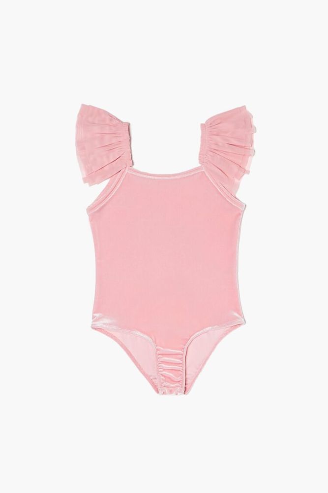 Forever 21 Girls Velvet Bodysuit (Kids) in Pink, 13/14