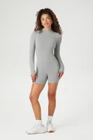 Women's Seamless Mock Neck Romper in Heather Grey Medium