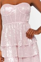 Women's Sequin Sweetheart Mini Dress in Pink/Pink Small