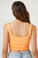 Women's Shirred Crop Top in Cantaloupe Large