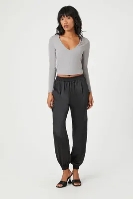 Women's Satin High-Rise Joggers