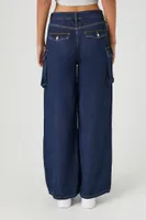 Women's High-Rise Wide-Leg Cargo Jeans in Dark Denim