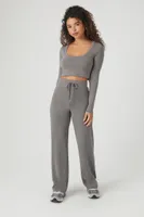 Women's Scoop-Neck Crop Top in Grey, XL