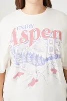 Women's Enjoy Aspen Oversized Graphic T-Shirt in Cream, Size 3X