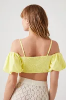 Women's Open-Shoulder Crop Top in Citrus Small