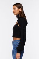 Women's Turtleneck Combo Sweater in Black Small