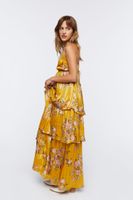 Women's Floral Jacquard Maxi Dress in Yellow Small