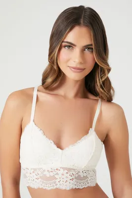 Women's Lace V-Back Bralette in Ivory Medium