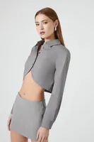 Women's Poplin Notched-Hem Cropped Shirt