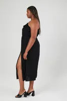 Women's Ruffle Cami Maxi Dress in Black, 2X