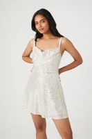 Women's Sequin Cowl Neck Mini Dress Champagne/Silver