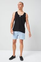 Men Drawstring Swim Trunks in Dusty Blue Large