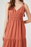 Women's Crochet-Trim Tassel Midi Dress in Clay Large