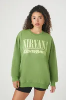 Women's Nirvana Nevermind Graphic Pullover in Pepper Green, XS