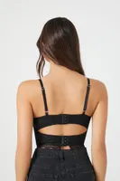 Women's Lace Bustier Cropped Cami in Black Small