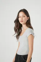 Women's Cropped Rib-Knit T-Shirt XL