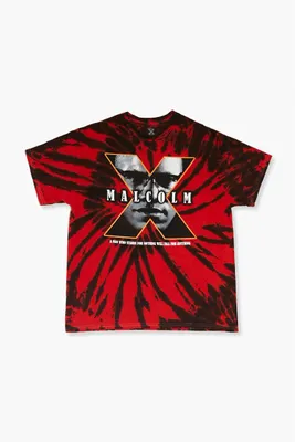 Men Tie-Dye Malcolm X Graphic Tee in Red Large