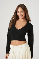 Women's Open-Back Cropped Sweater in Black, XL