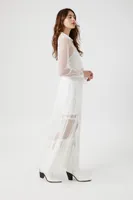 Women's Sheer Tiered Maxi Dress in White Small