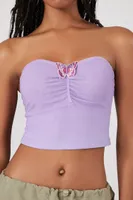 Women's Butterfly Cropped Tube Top Lavender