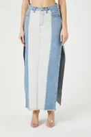 Women's Reworked Denim Maxi Skirt Medium