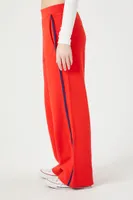 Women's French Terry Wide-Leg Pants in Red Small