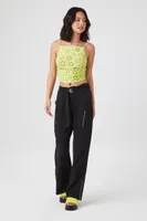 Women's Kiwi Print Cropped Cami in Green Small