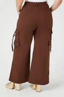 Women's Wide-Leg Cargo Pants in Brown, 2X