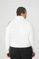 Women's Open-Shoulder Sweater in White, 4X