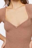 Women's Sweater-Knit Ribbed Midi Dress in Taupe Large