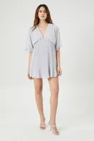 Women's Chiffon Mini Babydoll Dress in Light Grey Large