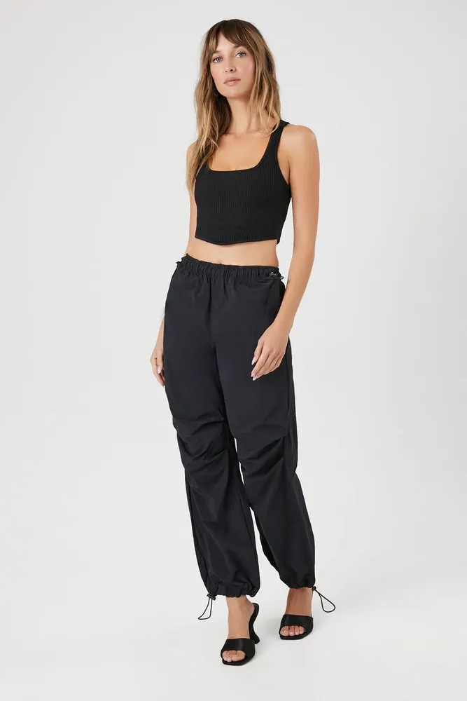 Women's Toggle Drawstring Joggers in Black Large