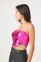 Women's Metallic Cropped Tube Top in Pink Medium