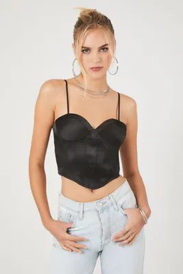 Women's Satin Corset Cropped Cami