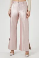 Women's Metallic Faux Leather Wide-Leg Pants in Pink Medium