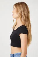 Women's Scoop Cropped T-Shirt in Black, M/L