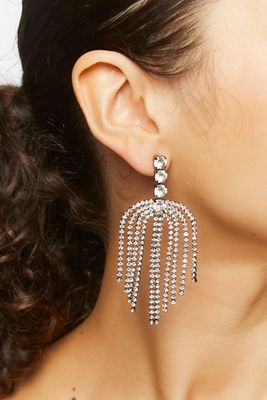 Women's Faux Gem Chandelier Earrings in Clear/Gunmetal