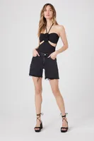 Women's Rosette Halter Bodysuit in Black Large