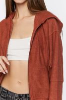 Women's French Terry Ribbed Zip-Up Hoodie in Sienna Small