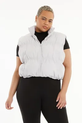 Women's Quilted Puffer Vest in Silver, 0X