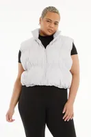 Women's Quilted Puffer Vest in Silver, 1X