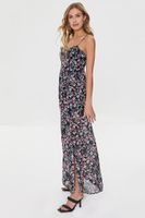 Women's Floral Print Sweetheart Maxi Dress in Black Small