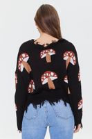 Women's Mushroom Frayed Sharkbite Sweater in Black Large